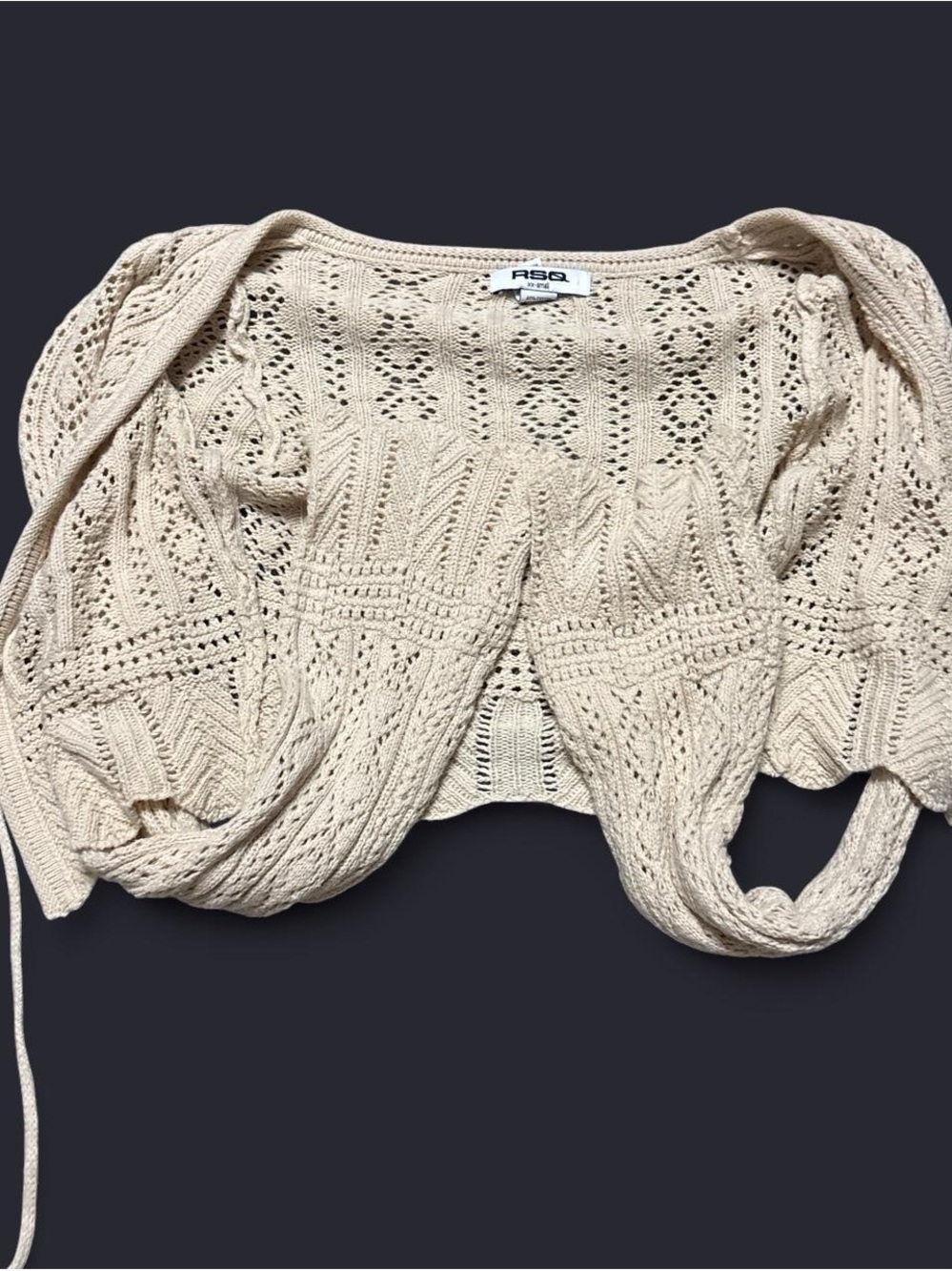 Tilly's Cream Openwork Knit Shrug